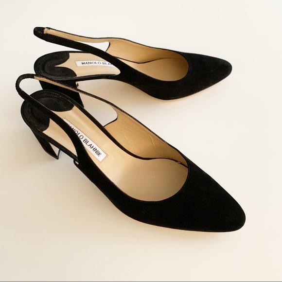 Manolo Blahnik Allurasa Suede Block Heel Singback 50mm - Picture 6 of 12